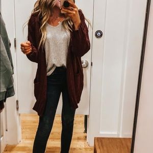 AE CHENILLE OPEN FRONT LONG CARDIGAN